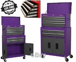 NEW Sealey 6 Drawer Ball Bearing Roller Cabinet Tool Chest Purple Matt Grey 2pc