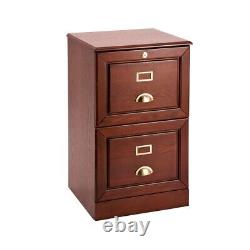 No Tools 2 Drawer Filing Cabinet Wooden Lockable Home Office Storage Organiser