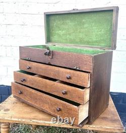 Oak drawer antique carpenters cabinet drawer vintage tool box engineers chest