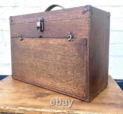 Oak drawer antique carpenters cabinet drawer vintage tool box engineers chest