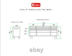 PROMO Crytec 72in Stainless Steel 15 Drawer Work Bench Tool Box Chest Cabinet