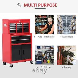 Portable Toolbox Tool Chest Metal Tools Cabinet on Wheels 6 Drawers Rollcab Red