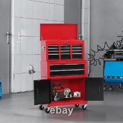 Portable Toolbox Tool Chest Metal Tools Cabinet on Wheels 6 Drawers Rollcab Red