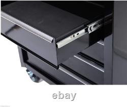 Professional Rolling Tool Cabinet 5 Drawer Chest Metal Garage Trolley Keys Black
