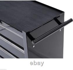 Professional Rolling Tool Cabinet 5 Drawer Chest Metal Garage Trolley Keys Black