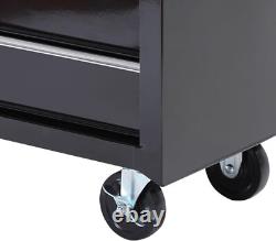 Professional Rolling Tool Cabinet 5 Drawer Chest Metal Garage Trolley Keys Black