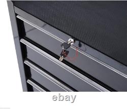 Professional Rolling Tool Cabinet 5 Drawer Chest Metal Garage Trolley Keys Black