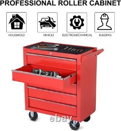 Professional Rolling Tool Cabinet 5 Drawer Metal Workshop Box Chest Trolley Red