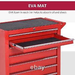 Professional Rolling Tool Cabinet 7 Drawer Metal Workshop Box Chest Trolley Red