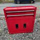 Red Metal Tool Storage Cabinet With 2 Top Drawers And Lower Double Door Cupboard