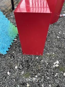 Red Metal Tool Storage Cabinet with 2 Top Drawers and Lower Double Door Cupboard