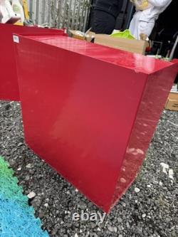 Red Metal Tool Storage Cabinet with 2 Top Drawers and Lower Double Door Cupboard