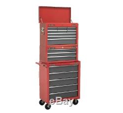 Red Sealey 17 Drawer Top Chest Box Roller Roll Cabinet Tool Storage Toolbox