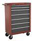 Red Sealey 7 Drawer Roll Cab Roller Tool Storage Cabinet Bottom Box Ball Bearing