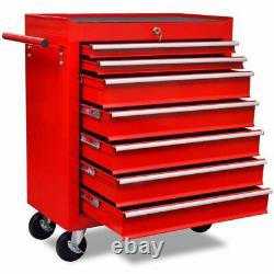 Red Workshop Tool Cabinet Cart Wheel Trolley Tool Box Tray 7 Drawers Lockable UK