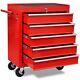 Red Workshop Tool Cabinet Cart Wheel Trolley Tools Tray 5 Drawers Lockable H8f7