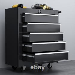 Roll Cab Steel 5-Drawer Tool Storage Cabinet Lockable with Wheels Handle 2 Keys