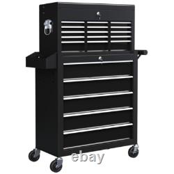 Roll Cab Tool Chest Lockable Roller Cabinet 14 Drawers Red Black Peg Board