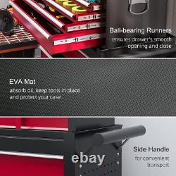 Roll Cab Tool Chest Lockable Roller Cabinet 14 Drawers Red Black Peg Board