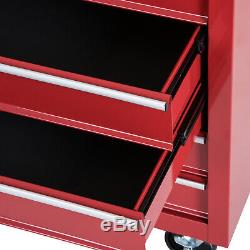 Roller Tool Cabinet 5Drawers Red Trolley Cart Storage Shelf Roller DIY Equipment