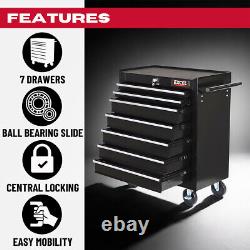 Roller Tool Cabinet 7 Drawers Storage Chest Box Swivel Garage Workshop Black