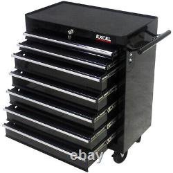 Roller Tool Cabinet 7 Drawers Storage Chest Box Swivel Garage Workshop Black