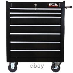 Roller Tool Cabinet 7 Drawers Storage Chest Box Swivel Garage Workshop Black