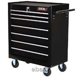 Roller Tool Cabinet 7 Drawers Storage Chest Box Swivel Garage Workshop Black