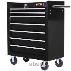 Roller Tool Cabinet 7 Drawers Storage Chest Box Swivel Garage Workshop Black