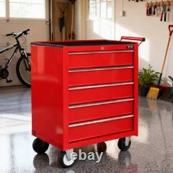Roller Tool Cabinet Stoarge Box 5 Drawer Garage Workshop Chest With Lock Red