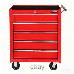 Roller Tool Cabinet Stoarge Box 5 Drawer Garage Workshop Chest With Lock Red