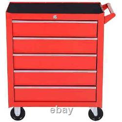 Roller Tool Cabinet Stoarge Box 5 Drawers Wheels Caster Garage Workshop Red