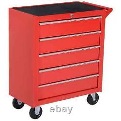 Roller Tool Cabinet Stoarge Box 5 Drawers Wheels Caster Garage Workshop Red