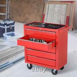 Roller Tool Cabinet Stoarge Box 5 Drawers with Wheels Caster Garage Workshop Red