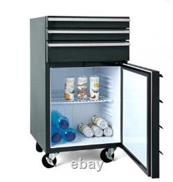 Roller Tool Cabinet With Integrated Refrigerator And 3 Drawers In Black