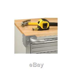 Rolling Cabinet 6-Drawer Kitchen Mobile Station Garage Tool Storage Hardwood Top