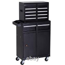 Rolling Tool Cabinet 5 Drawers Chest Mobile Garage 2 Tier Toolbox Padded Drawer