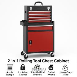 Rolling Tool Cabinet on Wheels 5 Drawers Storage Chest Box Combo for Workshop