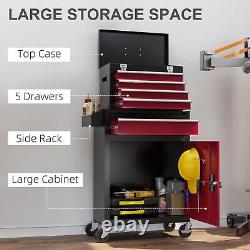 Rolling Tool Cabinet on Wheels 5 Drawers Storage Chest Box Combo for Workshop
