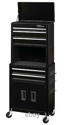 Rolling Tool Chest 20-In 5-Drawer Cabinet Combo with Riser Box Storage Workshop