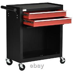 Rolling Tool Chest 2 Drawers Toolbox on Wheels Lockable Garage Trolley Cabinet