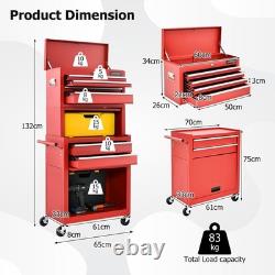 Rolling Tool Chest Combo Lockable Tool Cabinet with Wheels Drawers Adjustable
