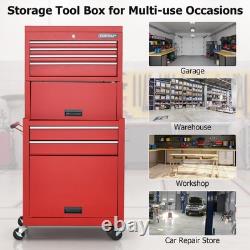 Rolling Tool Chest Combo Lockable Tool Cabinet with Wheels Drawers Adjustable