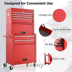 Rolling Tool Chest Combo Lockable Tool Cabinet with Wheels Drawers Adjustable
