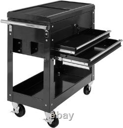 Rolling Tool Chest Lockable Metal Storage Cabinet Sliding Top Drawer Wheels Cart