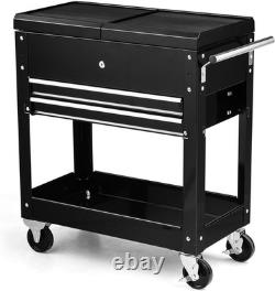 Rolling Tool Chest Lockable Metal Storage Cabinet Sliding Top Drawer Wheels Cart