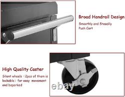 Rolling Tool Chest Lockable Metal Storage Cabinet Sliding Top Drawer Wheels Cart