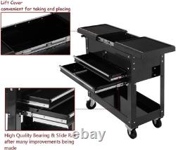 Rolling Tool Chest Lockable Metal Storage Cabinet Sliding Top Drawer Wheels Cart