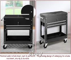 Rolling Tool Chest Lockable Metal Storage Cabinet Sliding Top Drawer Wheels Cart