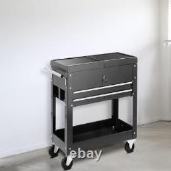 Rolling Tool Chest Lockable Metal Storage Cabinet Sliding Top Drawer Wheels Cart